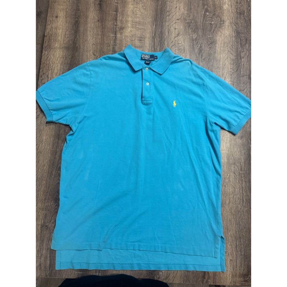 Polo Ralph Lauren Mens XL Blue Cotton Pique Short Sleeve Pony Logo Polo Shirt